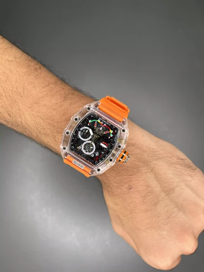 ساعت مچی ریچارد میل کورنوگراف قاب پلاستیکی نارنجی Richard Mille