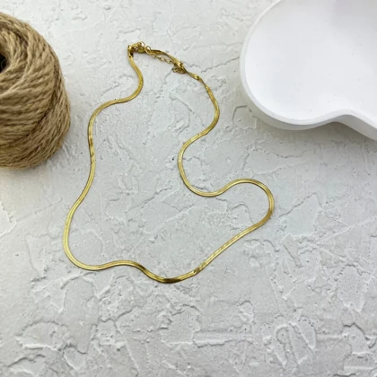 گردنبند زنانه مدل سرپینا فلت طرح زنجیر ماری آینه‌ای مدرن