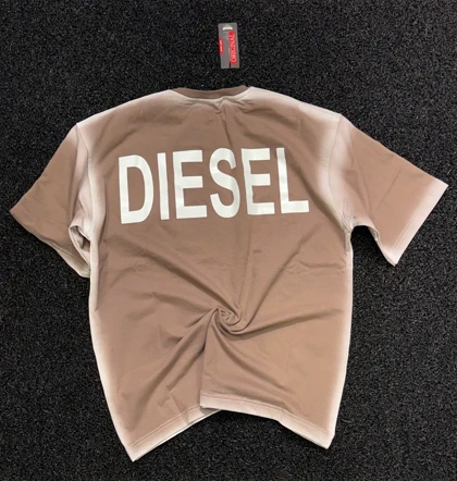 تیشرت دیزل باکسی رنگ بژ با حاشیه پیسوله ای پارچه ماکان درجه یک کیفیت بالا