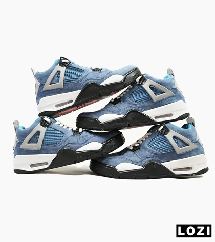 کفش کتانی ساق‌دار مردانه آبی سفید Nike air jordan 4