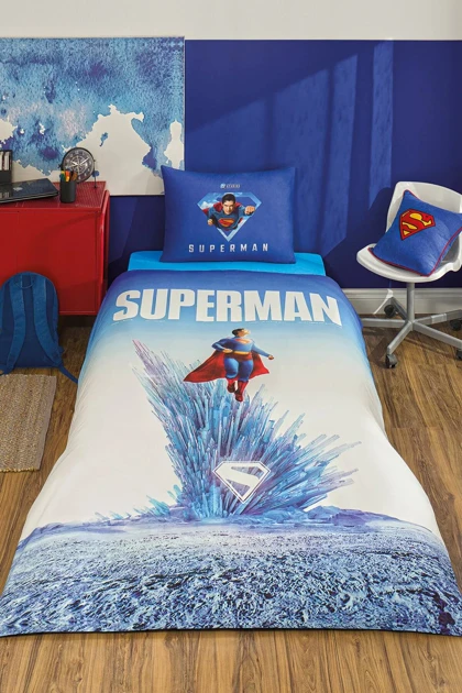 سرویس روتختی یک نفره Özdilek مدل Superman Genesis پنبه‌ای - آبی