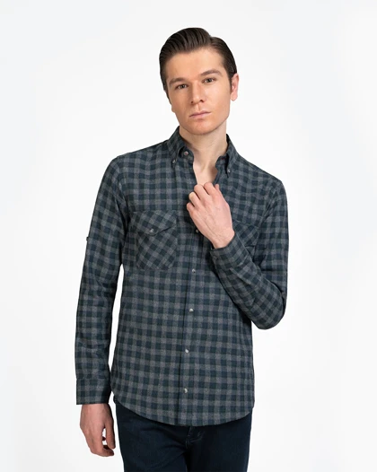 پیراهن مردانه دوجیب پشمی کد 1838