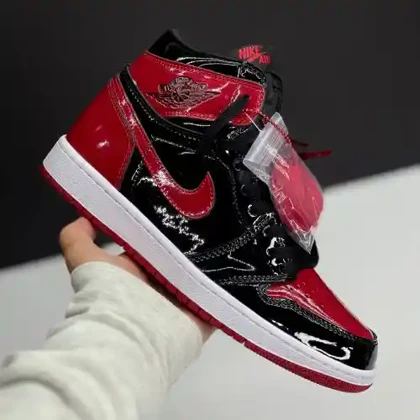کفش نایک ایر جردن وان ساق‌دار ورنی مشکی قرمز Nike Air Jordan 1 High Patent Bred
