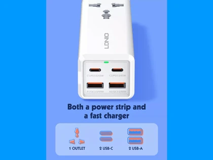 چند راهی برق یک سوکت و چهار پورت با توان 65 وات الدنیو LDNIO SC1418 Mini Smart Power Socket Plug Desktop
