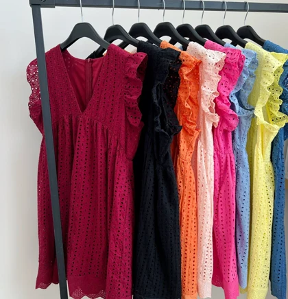 پیراهن خامه دوزی آستردار کد 2581