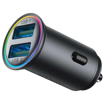 شارژر فندکی فست شارژ ماشین دو پورت یواس‌بی 24 وات جویروم CCN03