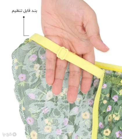 ست شورت و سوتین توری فنردار ژوبین کد 1998 طرح گل ریز