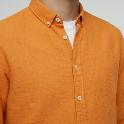 پیراهن آستین بلند یقه دکمه‌دار لینن کتان inception