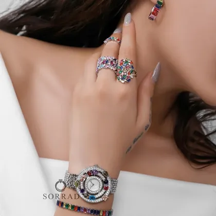 ساعت بولگاری زنانه / ساده بند استیل رنگ سیلور صفحه دورنگین سیلور-سفید