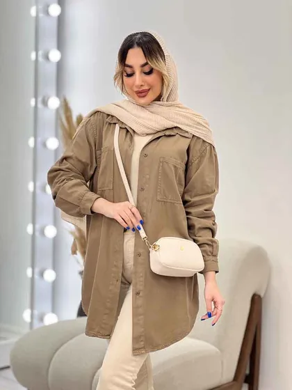 مانتو کتان دو جیب پرند