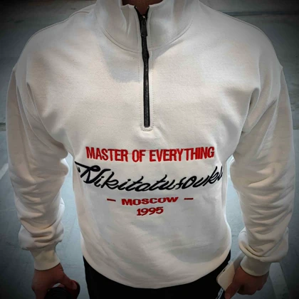 دورس نیم‌زیپ سفید گلدوزی‌شده | استایل ترند و خاص کد 1132