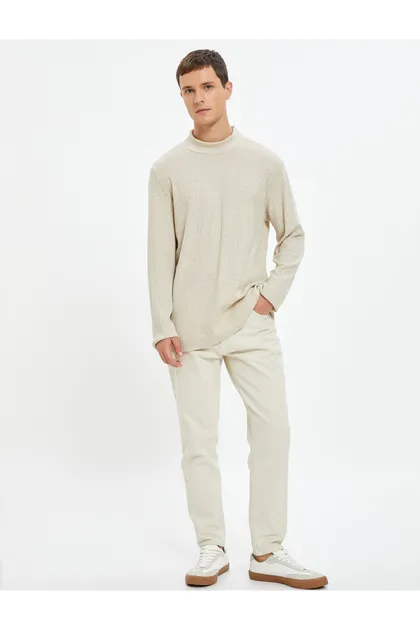 ژاکت بافتنی ظریف یقه بلند آستین بلند بافت نرم 4WAM70187MK