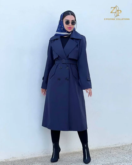 بارانی زنانه کلاسیک یقه انگلیسی آدنا - سایز بزرگ