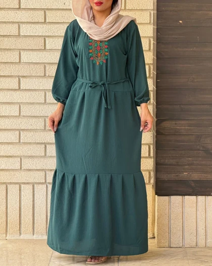 پیراهن ابر و بادی گلدوزی 7044