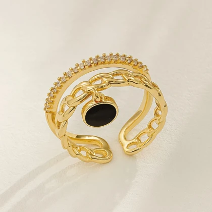 انگشتر ژوپینگ طرح زنجیری و آویز (فری سایز)