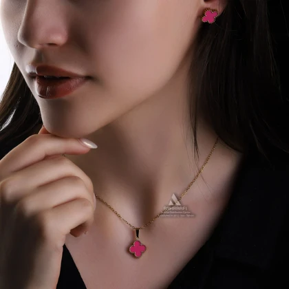 ست ونکلیف صورتی Vancliffe Necklace & Earrings GP01