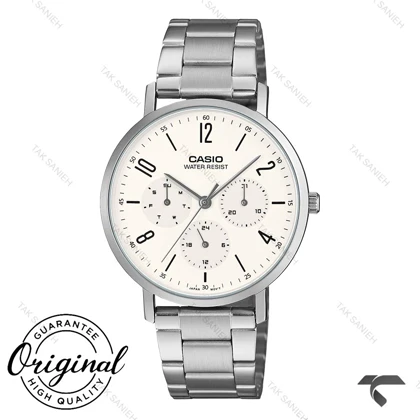 ساعت کاسیو MTP-VT06D-7B مردانه سه موتوره سیلور صفحه سفید Casio-10791-G