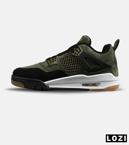 کفش کتانی ساق‌دار مردانه و زنانه سبز مشکی NIKE jordan 4 مدل 7679