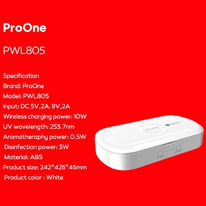 شارژر وایرلس 10 وات و ضدعفونی کننده گوشی پرووان ProOne PWL805