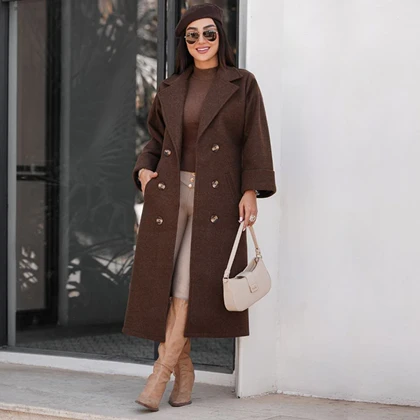 پالتو فوتر بلند شش دکمه مدل آناتا کد 0352