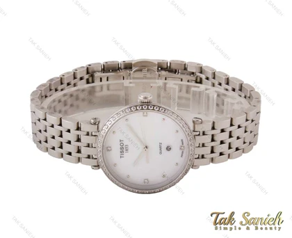 ساعت تیسوت زنانه نگین‌دار نقره ای Tissot-3853-L