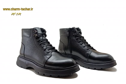 نیم بوت لوفر مردانه بندی بغل زیپ‌دار چرم طبیعی si160