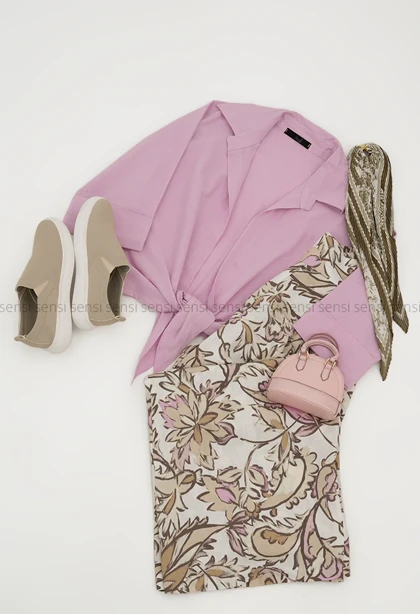 ست شومیز شلوار گره‌ای کد1005463