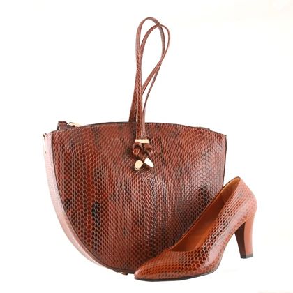 ست کیف و کفش زنانه چرم یلسان مدل گلوریا کد910-ZHAKLIN-MRV