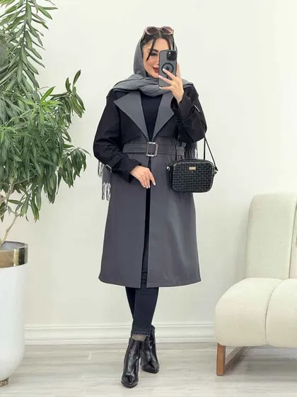 بارانی جین ترکیبی دو جیب