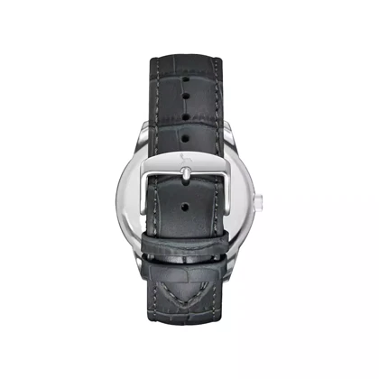 ساعت مچی مردانه تورنادو بند چرم مشکی قاب نقره ای T24007-SLXX