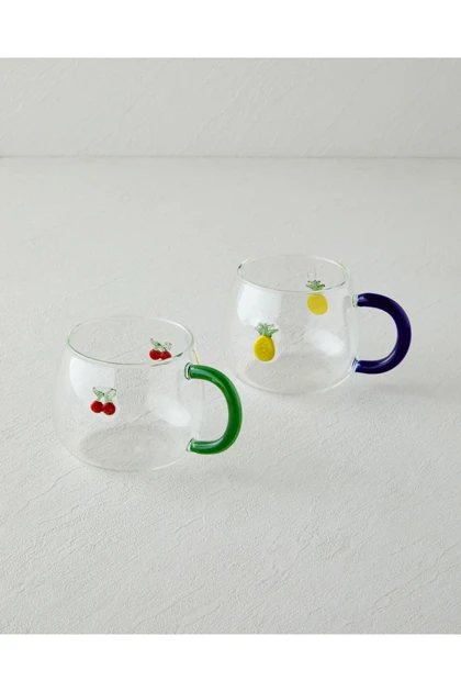 ماگ شیشه‌ای بوروسیلیکات English Home مدل Pineapple - زرد-سرمه‌ای