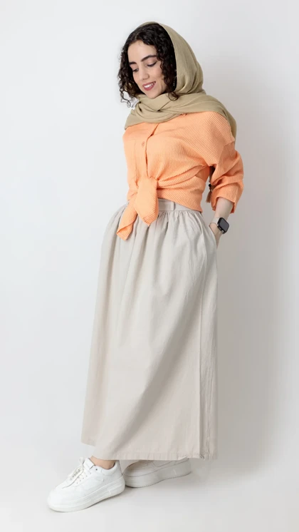 دامن چین‌دار لینن