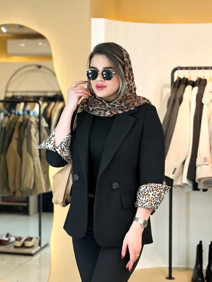 کت فوتر آستین پلنگی مشکی 120208