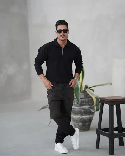 نیم زیپ آستین بلند کرم