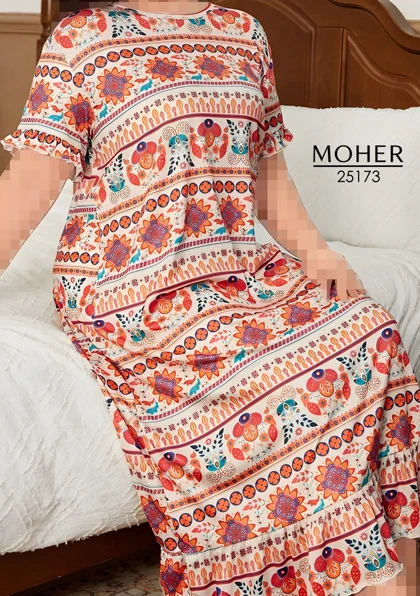 پیراهن راحتی سایز بزرگ با طرح سنتی رنگارنگ