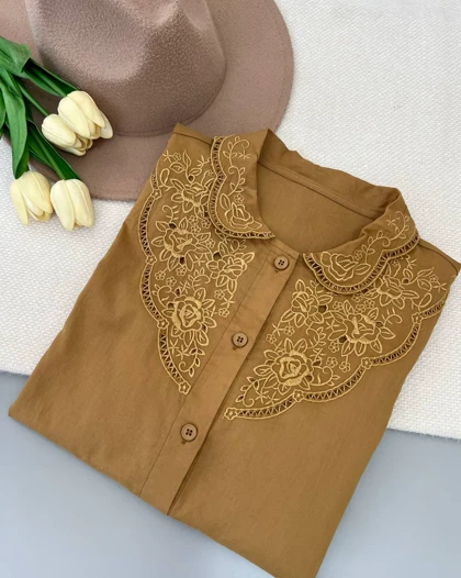 شومیز جلو دکمه تک‌رنگ کد 4841