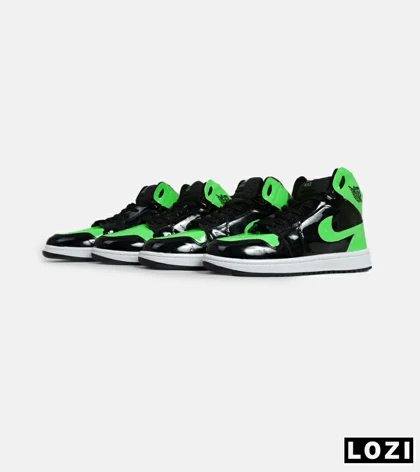 کفش کتانی مردانه و زنانه ساق‌دار مشکی سبز NIKE jordan 1
