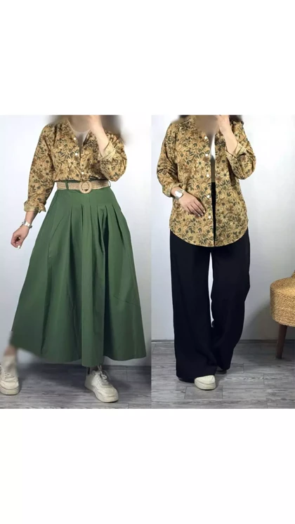 شومیز گلی پاییزی 55360