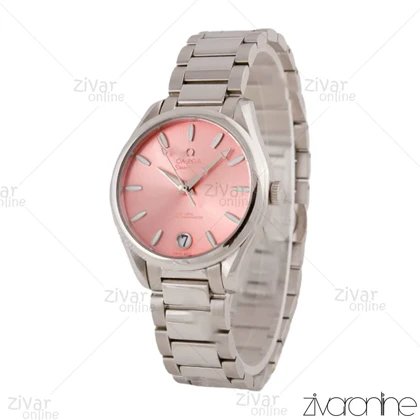 ساعت امگا سیمستر زنانه نقره ای صفحه صورتی 105700