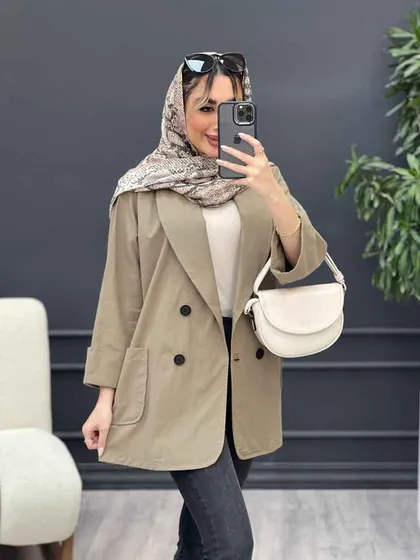 مانتو لینن چهار دکمه آستین پاکتی