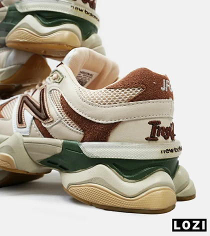 کفش کتانی مردانه و زنانه کرم قهوه ای سبز NEW BALANCE 9060