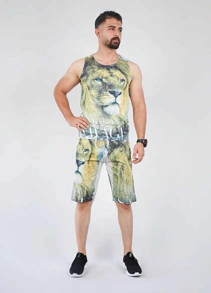 ست رکابی شلوارک مردانه طرح شیر