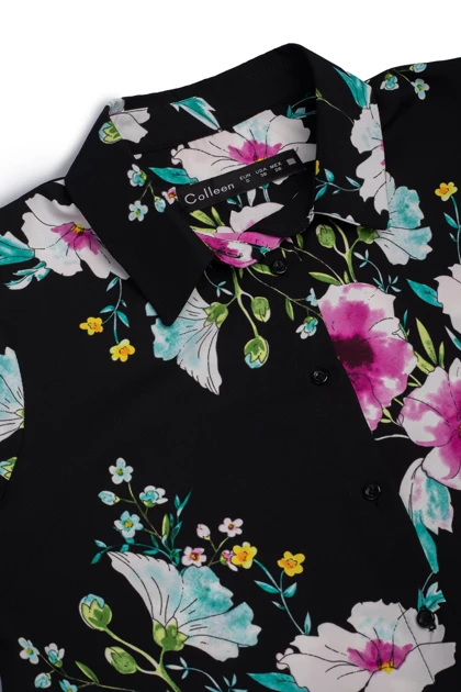 شومیز کرپ گل‌دار - 3148