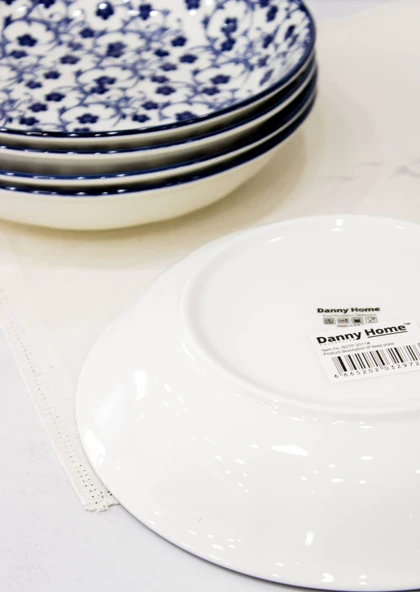 بشقاب خورشت خوری دنی هوم طرح گل سرمه ای / BA4