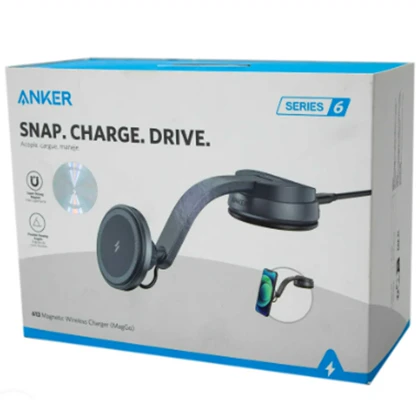 هولدر شارژر وایرلس آیفون داخل خودرو انکر همراه با شارژ فندکی و کابل دو سر تایپ‌سی B2930011