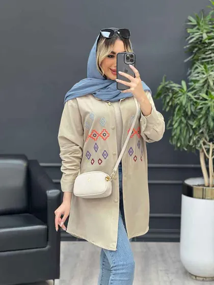 مانتو لینن طرح لوزی