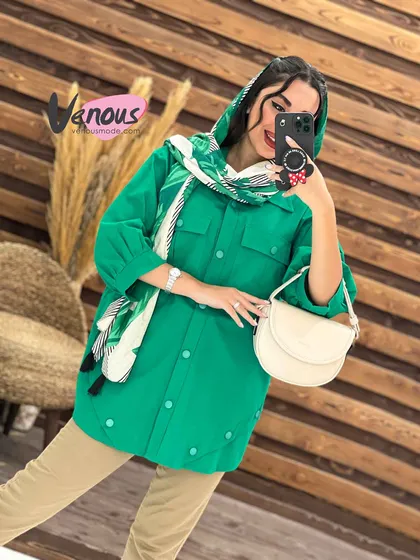 مانتو آستین سه ربع جلو دکمه