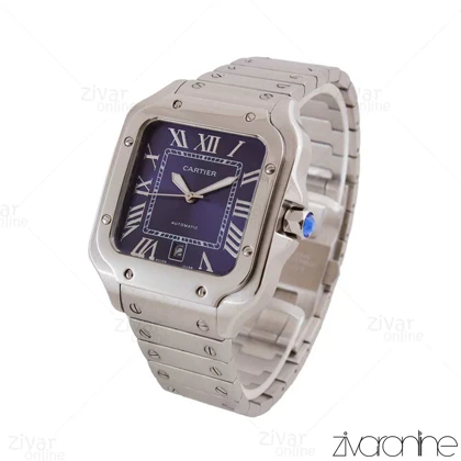 ساعت کارتیر مردانه مدل سانتوس نقره ای صفحه سرمه ای 103961