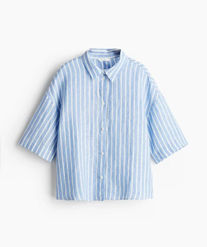 شومیز باکسی لینن راه راه H&M 225