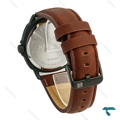 ساعت نیوی فورس مردانه NF8078 مشکی بند چرم قهوه ای NaviForce-8895-G
